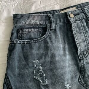 PEOPLE’S PROJECT LA Denim Mini Skirt Mineral Wash Distressed Frayed Gray SIZE 28